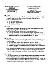 Đề thi olympic môn Hóa học Lớp 8 - Năm học 2015-2016 - Trường THCS Bích Hòa